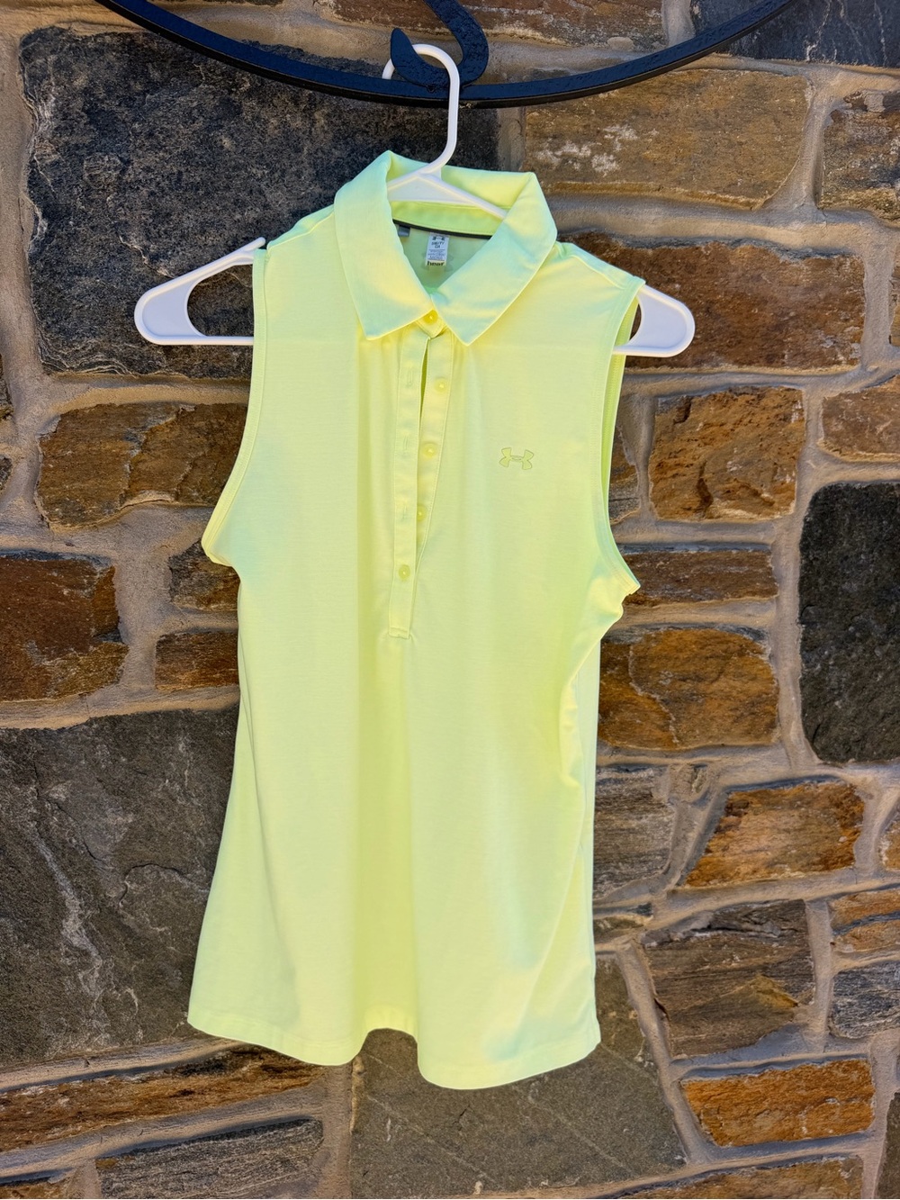 Under Armour Neon Yellow Sleeveless Polo Golf Tank